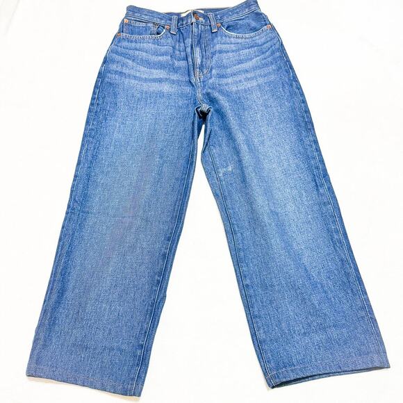 Madewell Baggy Straight Dark Wash Denim Jeans Wide Leg Size 26 NH643 - Picture 2 of 9